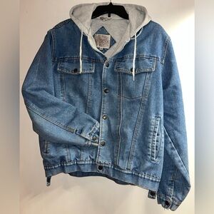 Vintage Drygoods Saugatuck Denim Hooded Jean Jacket size 42/44 Large L lined